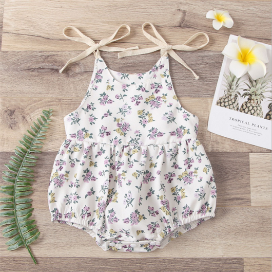 Enterizo Triangular Floral Bicolor para Bebé Niña - Image 5