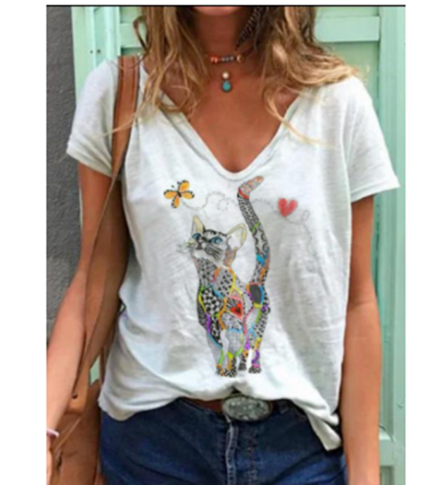 Playera Clásica de Cuello V con Estampado de Color Sólido - Image 4
