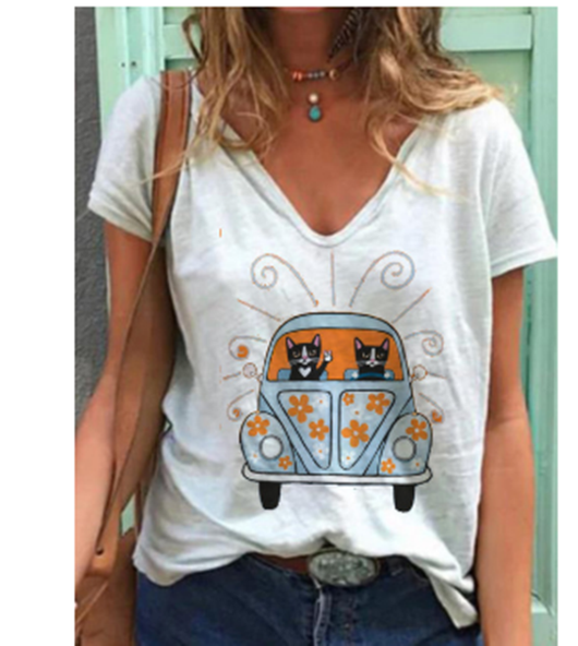 Playera Clásica de Cuello V con Estampado de Color Sólido - Image 2