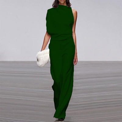 Jumpsuit Monocolor con Cuello de Pile a un Hombro - Image 13