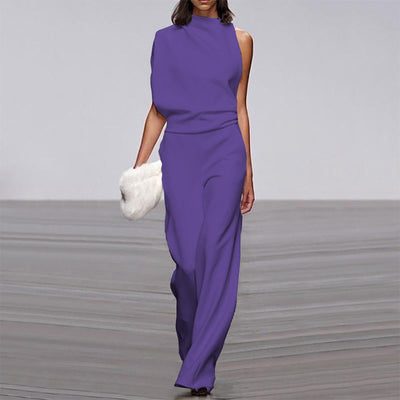 Jumpsuit Monocolor con Cuello de Pile a un Hombro - Image 21