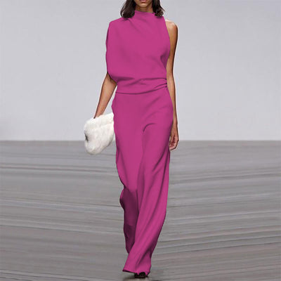 Jumpsuit Monocolor con Cuello de Pile a un Hombro - Image 22