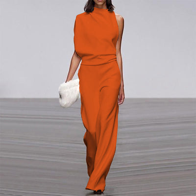 Jumpsuit Monocolor con Cuello de Pile a un Hombro - Image 7