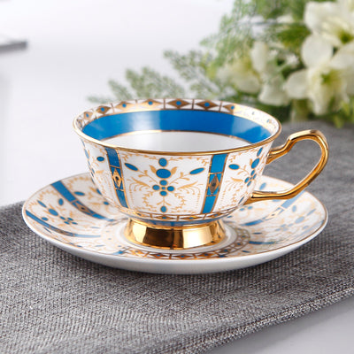 Juego de Tazas de Té Lujo Europeo Porcelana Hueso Borde Dorado Estilo Inglés - Image 21
