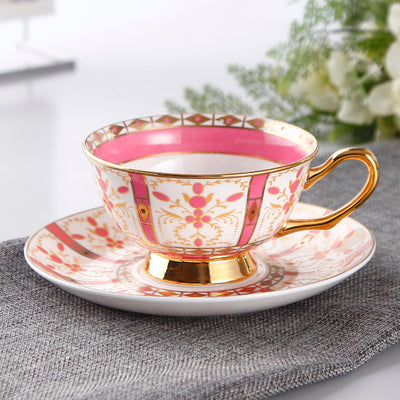 Juego de Tazas de Té Lujo Europeo Porcelana Hueso Borde Dorado Estilo Inglés - Image 22