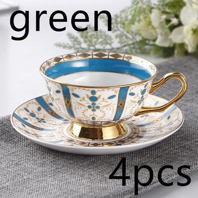 Juego de Tazas de Té Lujo Europeo Porcelana Hueso Borde Dorado Estilo Inglés - Image 8