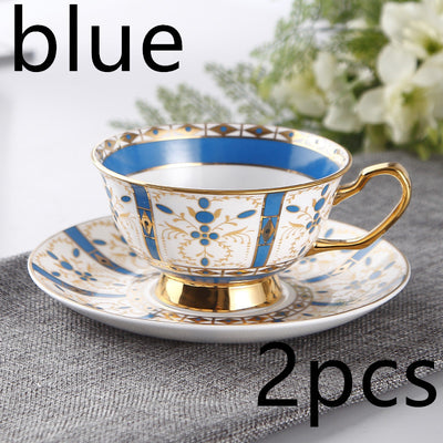 Juego de Tazas de Té Lujo Europeo Porcelana Hueso Borde Dorado Estilo Inglés - Image 7