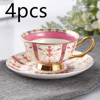 Juego de Tazas de Té Lujo Europeo Porcelana Hueso Borde Dorado Estilo Inglés - Image 10