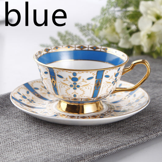 Juego de Tazas de Té Lujo Europeo Porcelana Hueso Borde Dorado Estilo Inglés - Image 11
