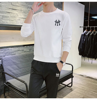 Suéter Cuello Redondo Hombre Estilo Coreano Slim Fit Estampado Versátil - Image 7