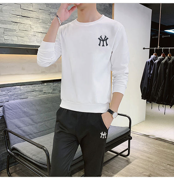 Suéter Cuello Redondo Hombre Estilo Coreano Slim Fit Estampado Versátil