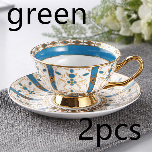 Juego de Tazas de Té Lujo Europeo Porcelana Hueso Borde Dorado Estilo Inglés - Image 14