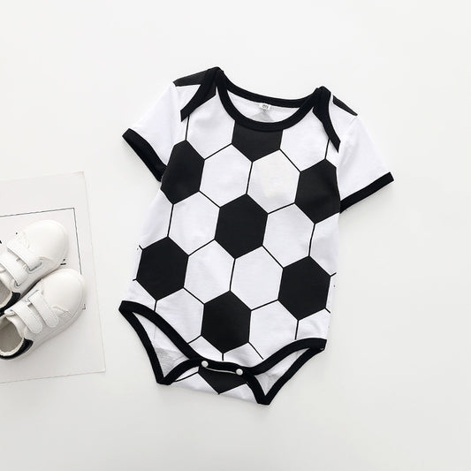 Romper Deportivo de Algodón con Estampado de Fútbol y Mangas Cortas