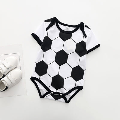 Romper Deportivo de Algodón con Estampado de Fútbol y Mangas Cortas