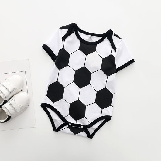 Romper Deportivo de Algodón con Estampado de Fútbol y Mangas Cortas