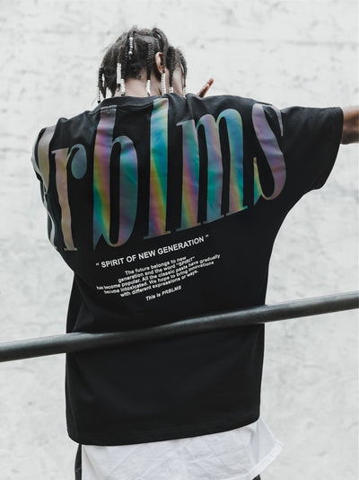 Playera Hip Hop Suelta con Estampado Reflectante para Parejas - Image 7