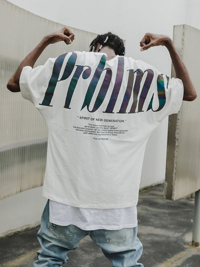 Playera Hip Hop Suelta con Estampado Reflectante para Parejas