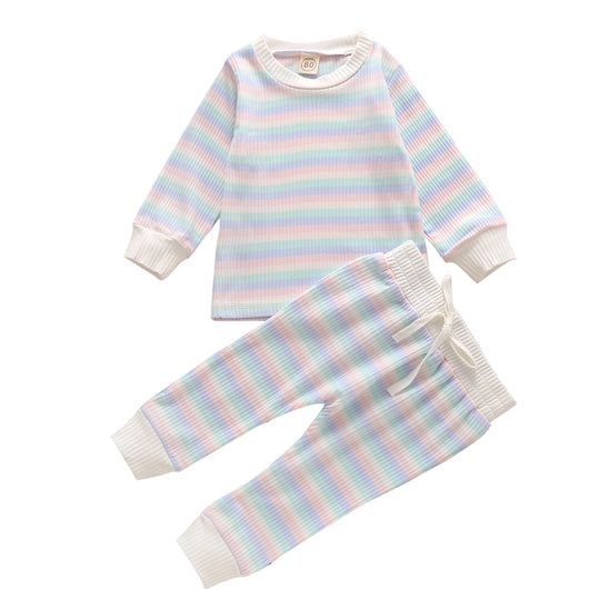 Traje Infantil a Rayas Manga Larga para Otoño - Image 8
