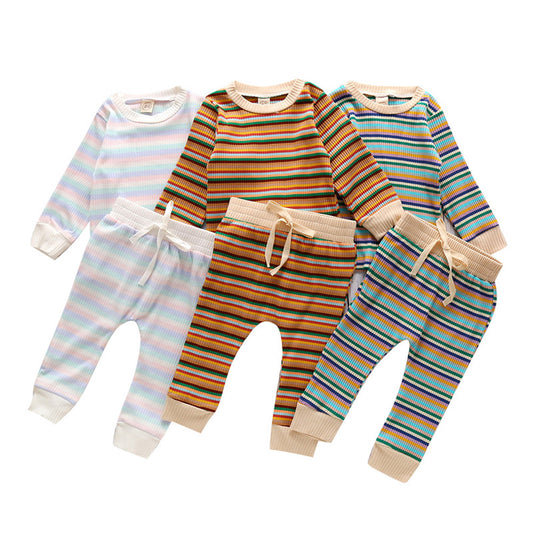 Traje Infantil a Rayas Manga Larga para Otoño - Image 2