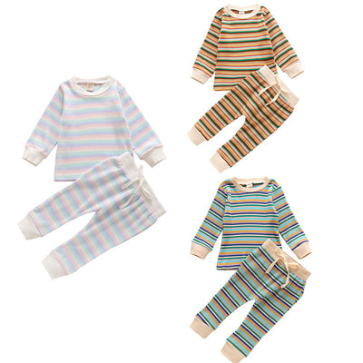Traje Infantil a Rayas Manga Larga para Otoño