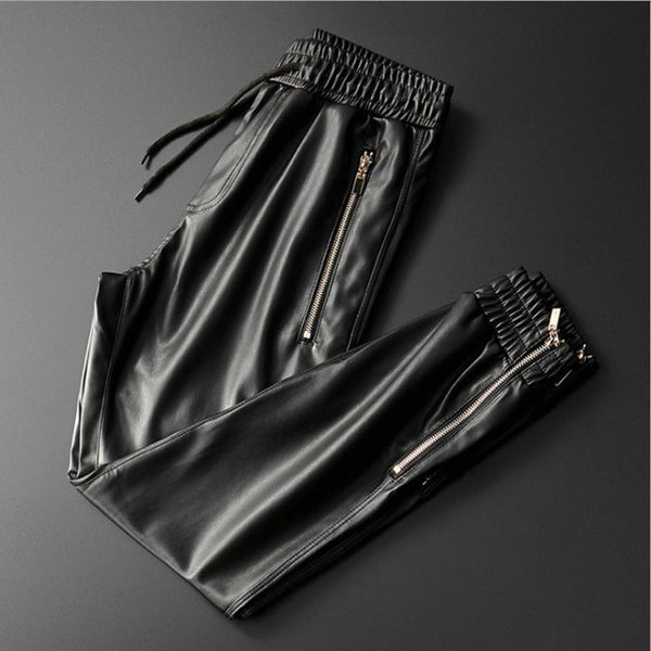 Pantalones de Cuero con Terciopelo Cálido para Hombre