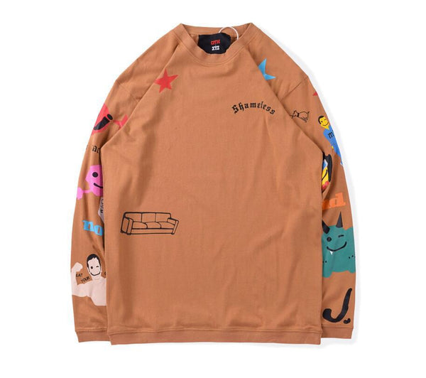 Camiseta Hip-Hop Oversize Manga Larga Unisex Tendencia