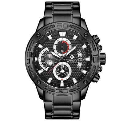 Reloj Deportivo de Lujo WWOOR para Hombre - Acero Inoxidable Dorado con Cronógrafo - Image 7