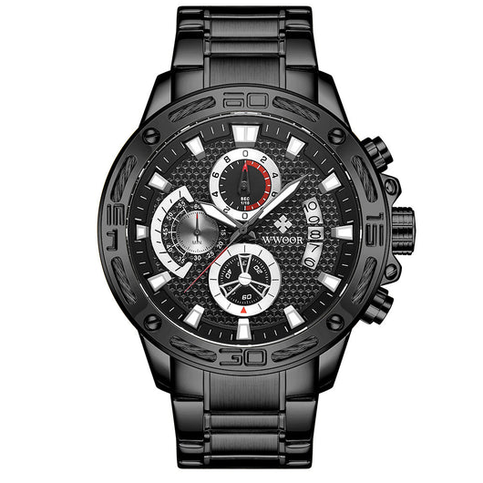 Reloj Deportivo de Lujo WWOOR para Hombre - Acero Inoxidable Dorado con Cronógrafo - Image 7