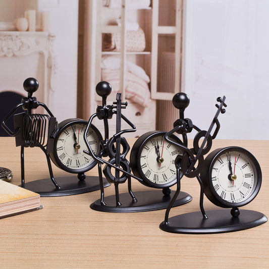 Reloj Despertador de Escritorio con Diseño de Instrumento Musical - Decoración Artesanal