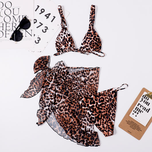 Conjunto de Tres Piezas Mesh Estampado Leopardo para Damas - Image 3
