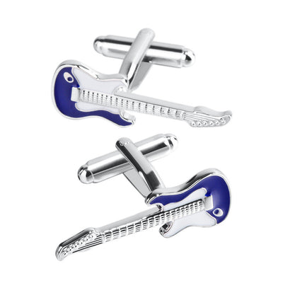 Gemelos para Camisa Francesa Azul y Blanco con Diseño de Guitarra - Image 7