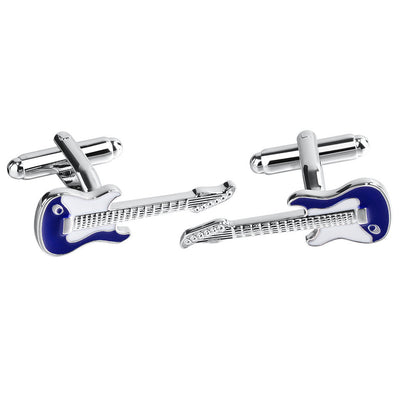 Gemelos para Camisa Francesa Azul y Blanco con Diseño de Guitarra - Image 8