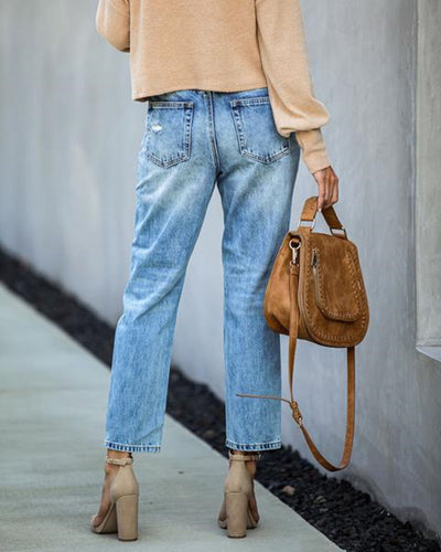 Pantalones Rectos Rotos Mid-Waist Estilo Hipster Urbano - Image 5