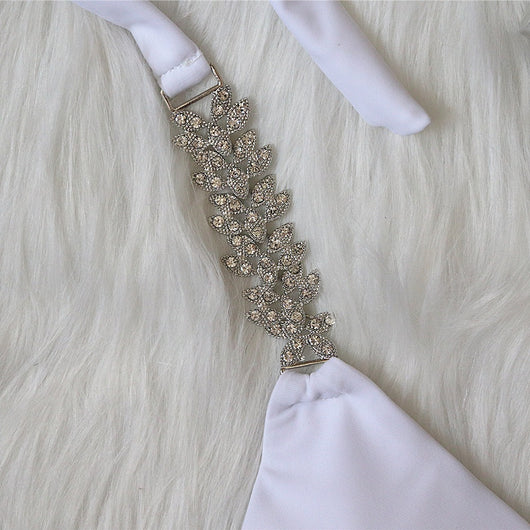 Bikini Cruzado Diamantes Metálicos Diseño Sólido - Image 3
