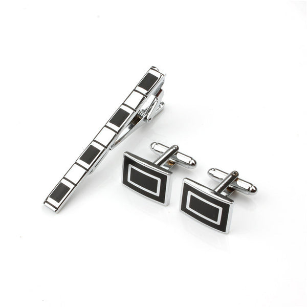 Set de Gemelos y Pasador de Corbata Esmaltado para Hombre Ejecutivo