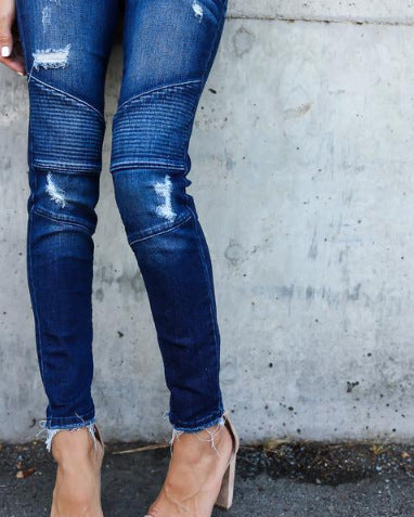 Leggings Jeans Rotos Plisados con Elástico Stretch - Image 9