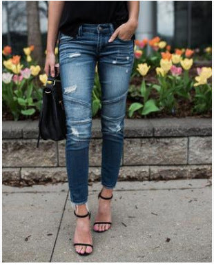 Leggings Jeans Rotos Plisados con Elástico Stretch - Image 10