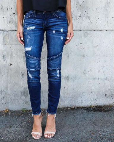 Leggings Jeans Rotos Plisados con Elástico Stretch - Image 4