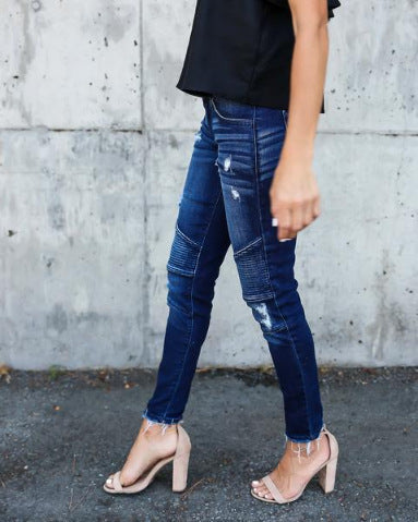 Leggings Jeans Rotos Plisados con Elástico Stretch - Image 2
