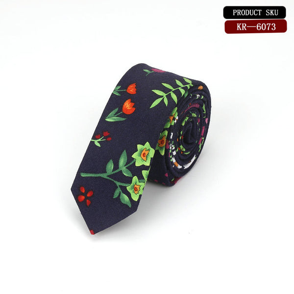 Corbata de Novio Coreana en Algodón y Lino con Patrón Elegante