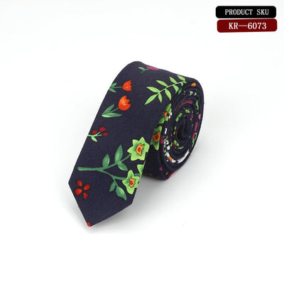 Corbata de Novio Coreana en Algodón y Lino con Patrón Elegante