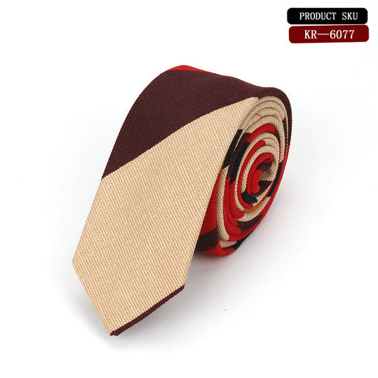Corbata de Novio Coreana en Algodón y Lino con Patrón Elegante - Image 7