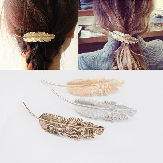 Pinza para Cabello Antigua con Pluma y Hojas - Estilo Retro Elegante - Image 8