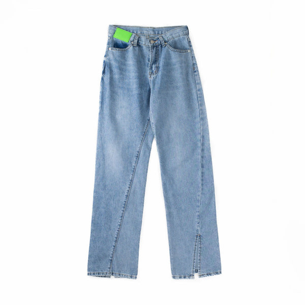 Jeans Mujer con Detalles Fluorescentes y Cortes Asimétricos