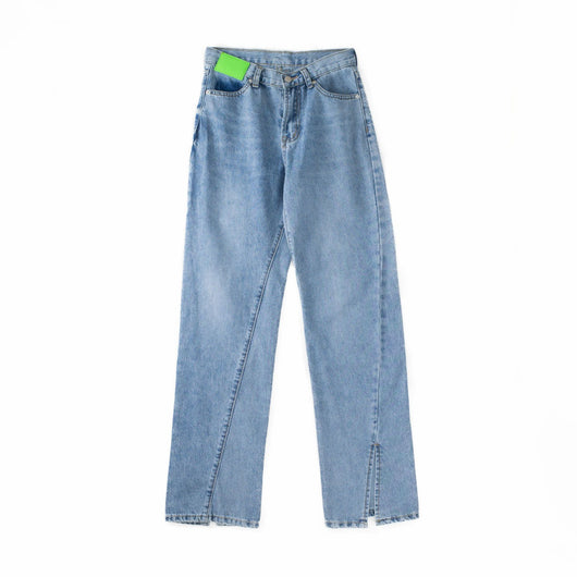 Jeans Mujer con Detalles Fluorescentes y Cortes Asimétricos