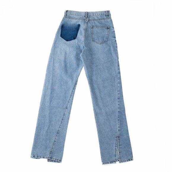 Jeans Mujer con Detalles Fluorescentes y Cortes Asimétricos