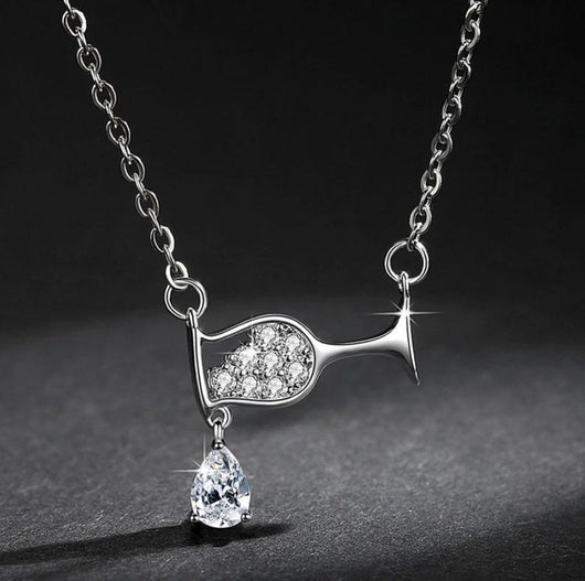 Collar Colgante Copita de Vino con Circonita Brillante - Image 11