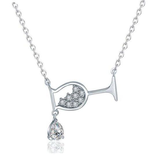 Collar Colgante Copita de Vino con Circonita Brillante