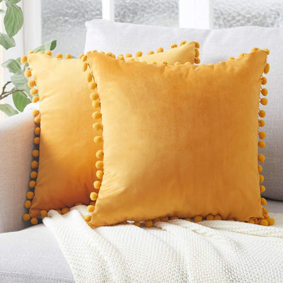 Almohada de Terciopelo con Bolas Decorativas para Sofá - Image 29