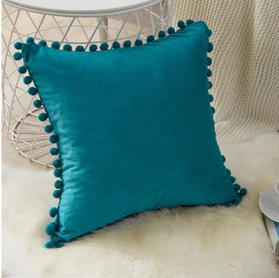 Almohada de Terciopelo con Bolas Decorativas para Sofá - Image 30